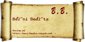 Béni Beáta névjegykártya